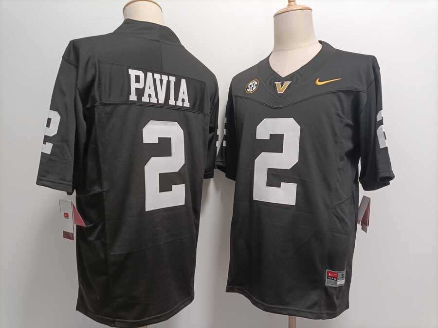 Mens Vanderbilt Commodores #2 Diego Pavia Black FUSE College Football Jersey